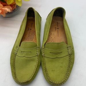 Mercantini Florentini Chartruse Green Suede Penny Loafer Driving Moccasin Sz 8.5